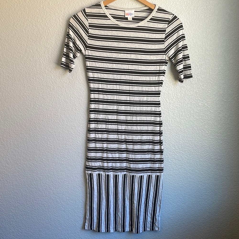 Lularoe Black and White Stripe Dress